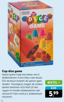 Boekenvoordeel Cup dice game aanbieding