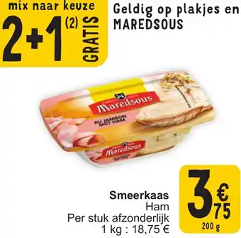 Cora Maredsous smeerkaas ham aanbieding