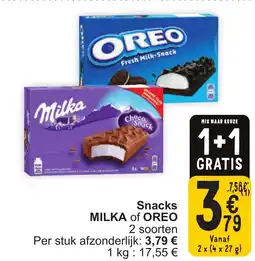 Cora Milka of oreo snacks aanbieding