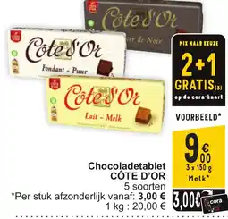 Cora Côte d'or chocoladetablet aanbieding