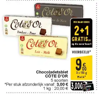 Cora Chocoladetablet CÔTE D’OR aanbieding