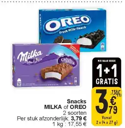 Cora Snacks MILKA of OREO aanbieding