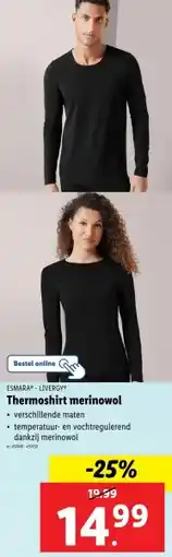 Lidl Thermoshirt merinowol aanbieding