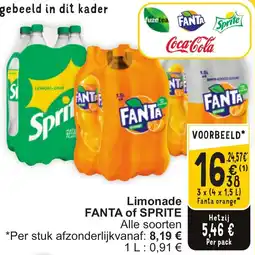 Cora FANTA of sprite limonade aanbieding