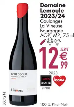 Cora Domaine Lemoule 2023/24 Coulanges La Vineuse Bourgogne AOP, MP aanbieding