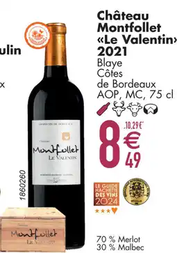 Cora Château Montfollet Le Valentin 2021 Blaye Côtes de Bordeaux AOP, MC aanbieding