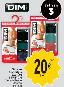 Cora Dim set van 3 shorty's coton stretch aanbieding