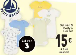 Cora Petit bateau set van 3 body's aanbieding