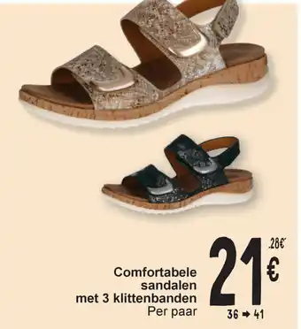 Cora Comfortabele sandalen met 3 klittenbanden aanbieding