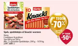 Delhaize Spek, spekblokjes of Knacki-worsten aanbieding