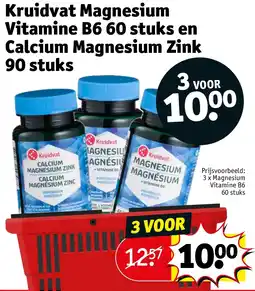 Kruidvat Kruidvat Magnesium Vitamine B6 60 stuks en Calcium Magnesium Zink 90 stuks aanbieding