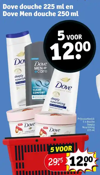 Kruidvat Dove douche 225 ml en Dove Men douche 250 ml aanbieding