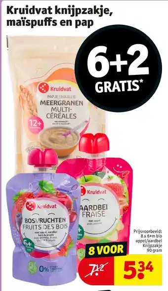 Kruidvat Kruidvat knijpzakje, maïspuffs en pap aanbieding