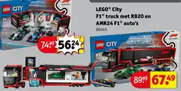 Kruidvat LEGO City F1 truck met RB20 en AMR24 F1 auto’s aanbieding