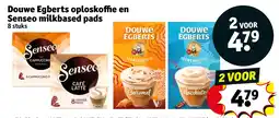 Kruidvat Douwe Egberts oploskoffie en Senseo milkbased pads aanbieding