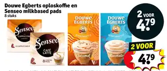 Kruidvat Douwe Egberts oploskoffie en Senseo milkbased pads aanbieding