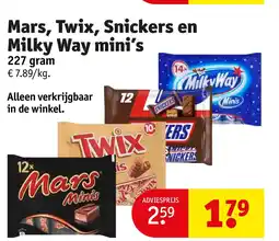 Kruidvat Mars, Twix, Snickers en Milky Way mini’s aanbieding