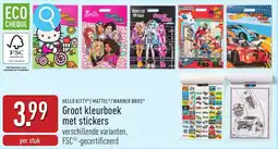 ALDI Hello kitty / mattel/ warner bros groot kleurboek met stickers aanbieding