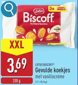 ALDI Lotus biscoff gevulde koekjes met vanillecrème aanbieding