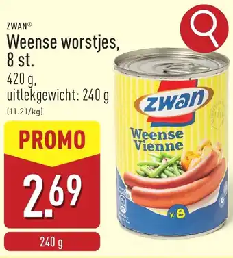 ALDI Zwan weense worstjes aanbieding