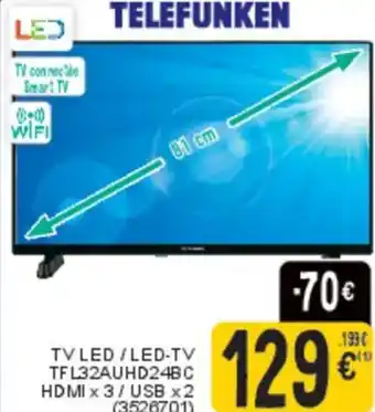 Cora Telefunken TV LED/LED-TV TV LED/LED-TV TFL32AUHD24BC HDMI x 3/USB x2 aanbieding