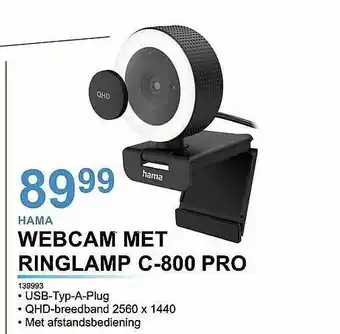 AUVA Hama Webcam Met Ringlamp aanbieding