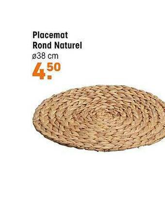 Kwantum Placemat Rond Naturel aanbieding