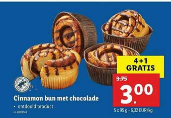 Lidl Cinnamon Bun Met Chocolade aanbieding