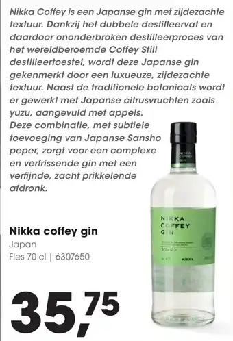 Hanos Nikka coffey gin aanbieding