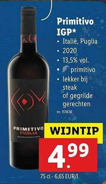 Lidl Primitivo Igp aanbieding