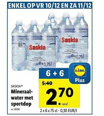 Lidl Saskia Mineraal-water Met Sportdop aanbieding