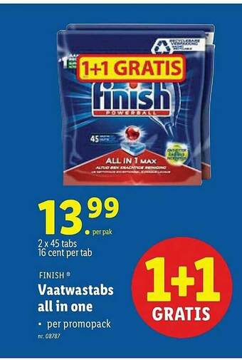 Lidl Finish Vaatwastabs All In One aanbieding