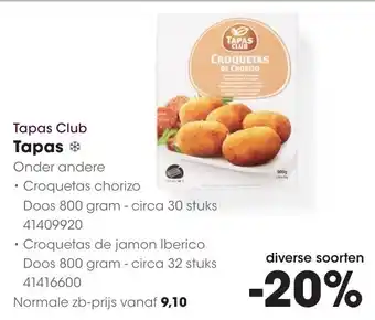 Hanos Tapas Club Tapas aanbieding