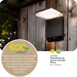 Brico Lutec wandlamp op zonne energie moze aanbieding