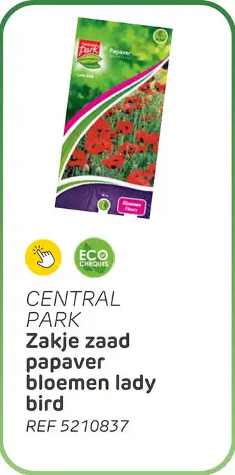 Brico Central park zakje zaad papaver bloemen lady bird aanbieding