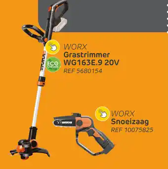 Brico Worx grastrimmer WG163E.9 20V aanbieding