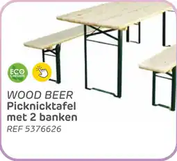 Brico Wood beer picknicktafel met 2 banken aanbieding