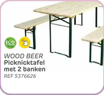 Brico Wood beer picknicktafel met 2 banken aanbieding