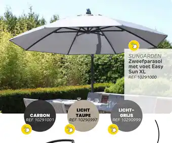 Brico Sungarden zweefparasol met voet easy sun XL aanbieding