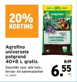 GAMMA Agrofino universele potgrond 40+8 L gratis aanbieding