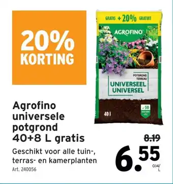 GAMMA Agrofino universele potgrond 40+8 L gratis aanbieding