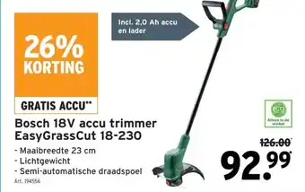 GAMMA Bosch 18V accu trimmer EasyGrassCut 18-230 aanbieding