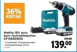 GAMMA Makita 18V accu boor-/schroefmachine DF488DWAE aanbieding