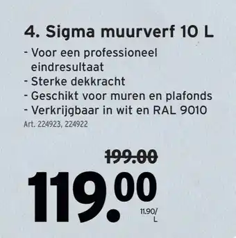 GAMMA Sigma muurverf 10 L aanbieding