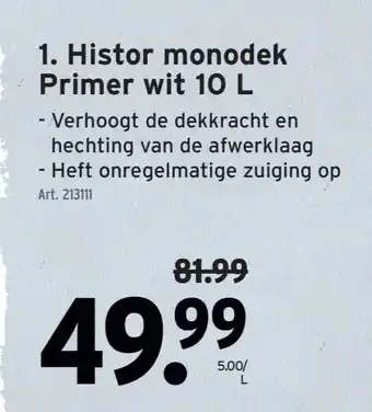 GAMMA Histor monodek Primer wit 10 L aanbieding