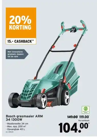 GAMMA Bosch grasmaaier ARM 34 1300W aanbieding