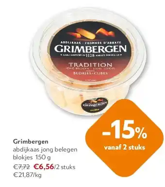 OKay Grimbergen abdijkaas jong belegen blokjes 150 g aanbieding