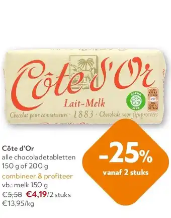 OKay Côte d’Or alle chocoladetabletten 150 g of 200 g aanbieding