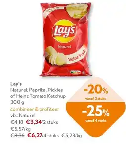 OKay Lay’s Naturel, Paprika, Pickles of Heinz Tomato Ketchup 300 g aanbieding