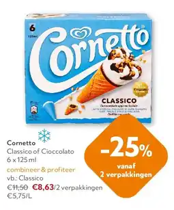 OKay Cornetto Classico of Cioccolato 6 x 125 ml aanbieding